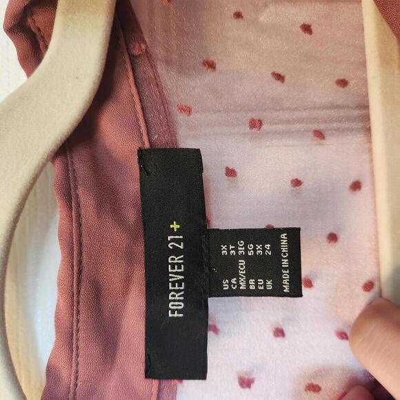 Forever 21+ Women's Blush Polka Dot Sheer Blouse Size 3X - Picture 4 of 9